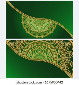 Vintage cards with Floral mandala pattern. Vector template. The front and rear side.