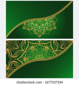 Vintage cards with Floral mandala pattern. Vector template. The front and rear side.