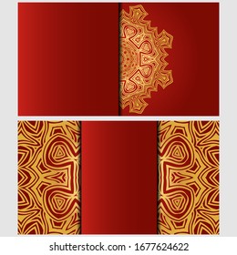 Vintage cards with Floral mandala pattern. Vector template. The front and rear side.