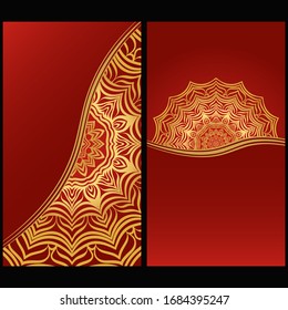 Vintage Cards With Floral Mandala Pattern. Vector Template. The Front And Rear Side. Luxury template. 
