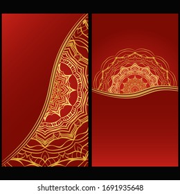 Vintage Cards With Floral Mandala Pattern. Vector Template. The Front And Rear Side. Luxury template. 