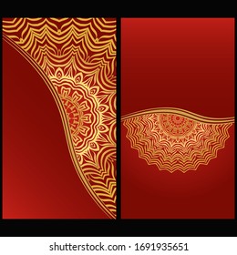 Vintage Cards With Floral Mandala Pattern. Vector Template. The Front And Rear Side. Luxury template. 