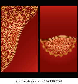 Vintage Cards With Floral Mandala Pattern. Vector Template. The Front And Rear Side. Luxury template. 