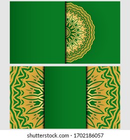 Vintage cards with Floral mandala pattern. Vector template. The front and rear side.