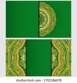 Vintage cards with Floral mandala pattern. Vector template. The front and rear side.