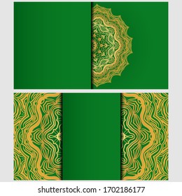 Vintage cards with Floral mandala pattern. Vector template. The front and rear side.