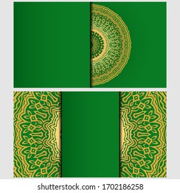 Vintage cards with Floral mandala pattern. Vector template. The front and rear side.