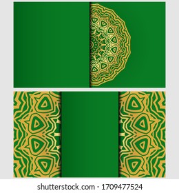 Vintage cards with Floral mandala pattern. Vector template. The front and rear side.