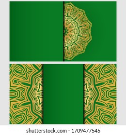 Vintage cards with Floral mandala pattern. Vector template. The front and rear side.