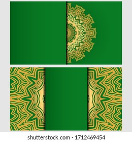 Vintage cards with Floral mandala pattern. Vector template. The front and rear side.