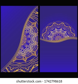 Vintage Cards With Floral Mandala Pattern. Vector Template. The Front And Rear Side. Luxury template. 