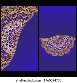 Vintage Cards With Floral Mandala Pattern. Vector Template. The Front And Rear Side. Luxury template. 