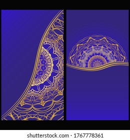 Vintage Cards With Floral Mandala Pattern. Vector Template. The Front And Rear Side. Luxury template. 