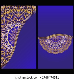 Vintage Cards With Floral Mandala Pattern. Vector Template. The Front And Rear Side. Luxury template. 