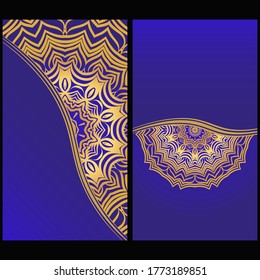 Vintage Cards With Floral Mandala Pattern. Vector Template. The Front And Rear Side. Luxury template. 