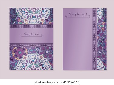Vintage cards with Floral mandala pattern and ornaments. Vector Flyer oriental design. 