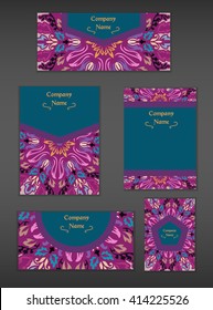 Vintage cards with Floral mandala pattern and ornaments. Vector Flyer oriental design Layout template. Islam, Arabic, Indian, ottoman motifs.