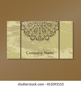 Vintage cards with Floral mandala pattern and ornaments. Vector banner oriental design Layout template. Islam, Arabic, Indian, ottoman motifs. Front page and back page. Easy to use and edit.