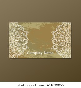Vintage cards with Floral mandala pattern and ornaments. Vector banner oriental design Layout template. Islam, Arabic, Indian, ottoman motifs. Front page and back page. Easy to use and edit.