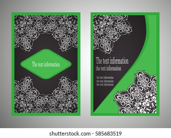 Vintage cards with Floral mandala pattern and ornaments. Vector Flyer oriental design Layout template. Islam, Arabic, Indian, Mexican ottoman motifs.