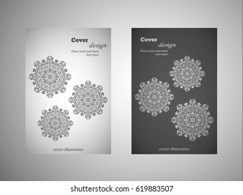 Vintage cards with Floral mandala pattern and ornaments. Vector Flyer oriental design Layout template. Islam, Arabic, Indian, Mexican ottoman motifs.