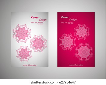 Vintage cards with Floral mandala pattern and ornaments. Vector Flyer oriental design Layout template. Islam, Arabic, Indian, Mexican ottoman motifs.