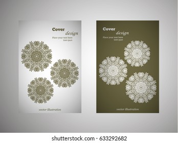 Vintage cards with Floral mandala pattern and ornaments. Vector Flyer oriental design Layout template. Islam, Arabic, Indian, Mexican ottoman motifs.