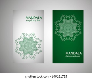 Vintage cards with Floral mandala pattern and ornaments. Vector Flyer oriental design Layout template. Islam, Arabic, Indian, Mexican ottoman motifs.
