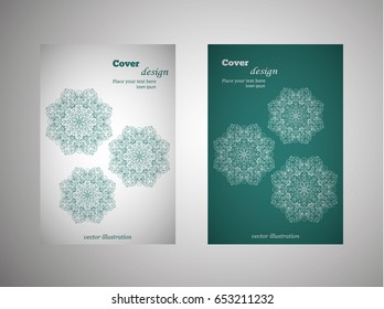 Vintage cards with Floral mandala pattern and ornaments. Vector Flyer oriental design Layout template. Islam, Arabic, Indian, Mexican ottoman motifs.