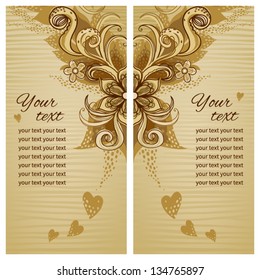Vintage cards with lace ornament. Template frame design for cards, invitations. You can place your text in the empty place.