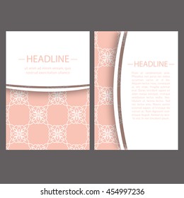 Vintage cards with oriental geometric pattern and ornaments. Vector flyer oriental design layout template, size A5. Front and back page.