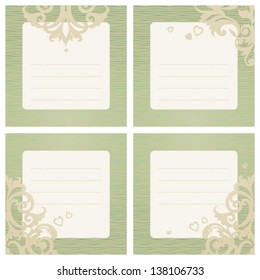 Vintage cards with retro ornament. Template frame design for card. You can place your text in the empty place.