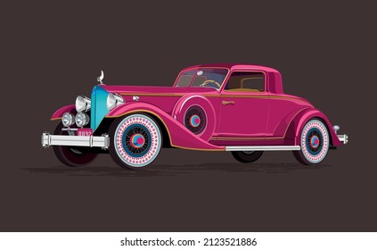 Vintage Car,Indian style illustration of car.