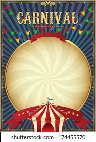 Vintage Carnival. Circus Poster Template. Vector Illustration. Festive Background