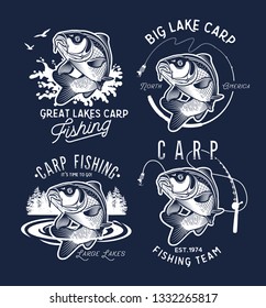 Vintage Carp Fishing Logo. Vector illustration.