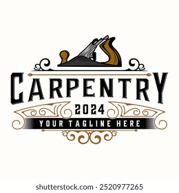 vintage carpenter logo. hand planes and saw vintage decorative for furniture, construction and home improvement.