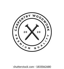 Vintage carpentry label, emblem and logo