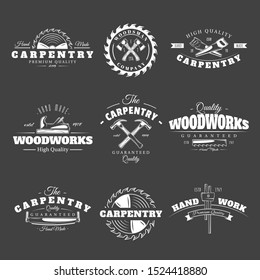 Vintage carpentry labels isolated on black