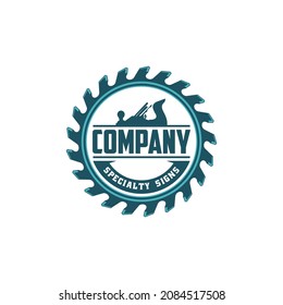 Vintage Carpentry Logo Design With Saw Element