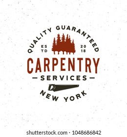 vintage carpentry logo. retro styled wood works emblem, badge, design element, logotype template. vector illustration