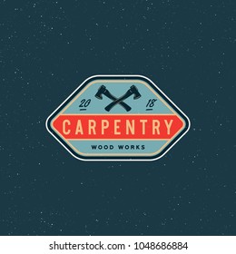 vintage carpentry logo. retro styled wood works emblem, badge, design element, logotype template. vector illustration
