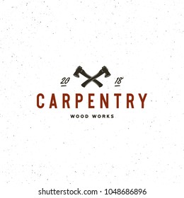 vintage carpentry logo. retro styled wood works emblem, badge, design element, logotype template. vector illustration