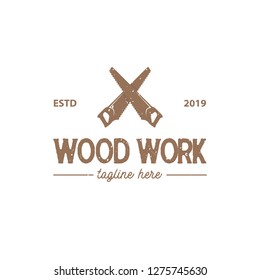 vintage carpentry logo. retro styled wood works emblem, badge, design element, logotype template