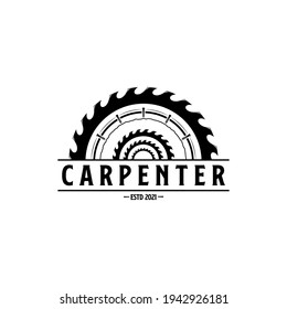 diseño vintage de logotipo carpintero vectorial, diseño de símbolo de madera