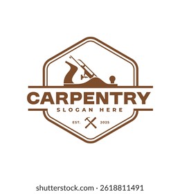 vintage carpentry logo vector illustration badge design
