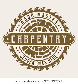 Vintage Carpentry Logo Wood Workers Badge Label Design Illustration Vector