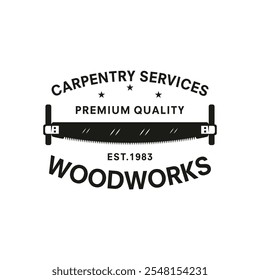 vintage carpentry symbols. retro styled wood works emblems, badges, design elements, logotype templates. vector illustration