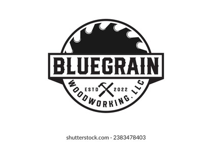 Vintage Carpentry Vector Logo, Design Illustration Carpenter badge, Hammer Steel Saws Concept	
