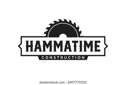 Vintage Carpentry Vector Logo, Design Illustration Carpenter badge, Hammer Steel Saws Concept