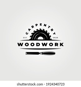 vintage carpentry woodwork logo vector icon symbol illustration design